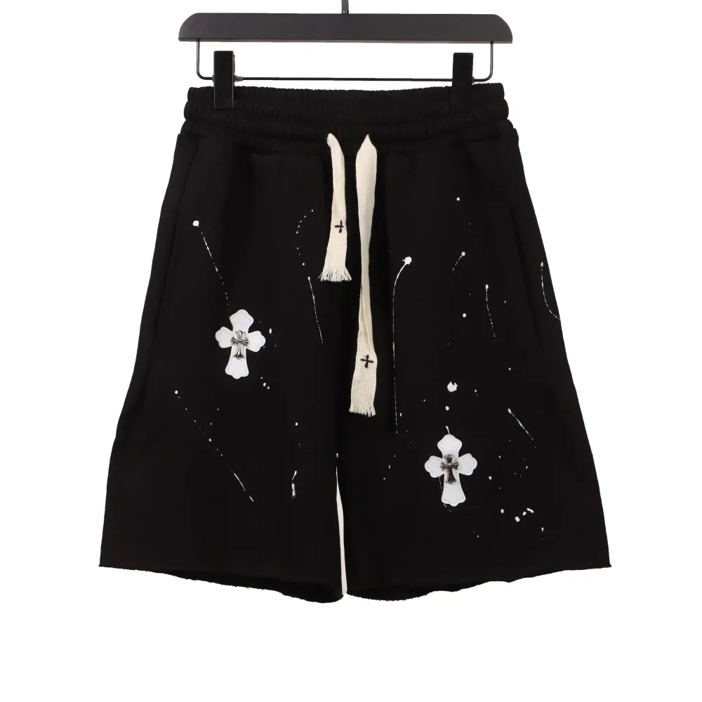  Chrome Hearts ink-splashed leather silver Short Pants