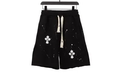 Chrome Hearts ink-splashed leather silver Short Pants 01