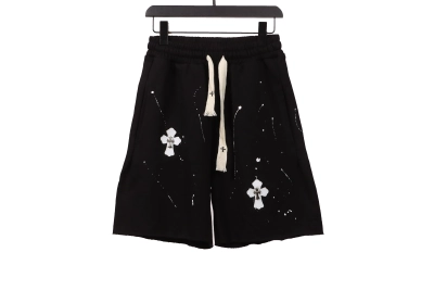 Chrome Hearts ink-splashed leather silver Short Pants 01