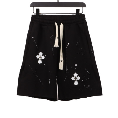  Chrome Hearts ink-splashed leather silver Short Pants 01