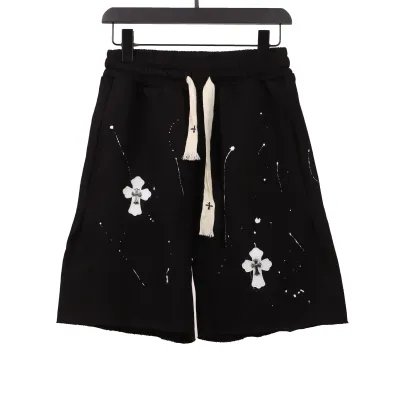 Chrome Hearts ink-splashed leather silver Short Pants 01
