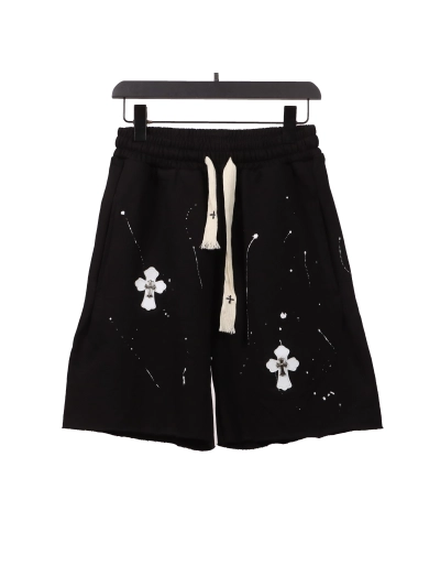 Chrome Hearts ink-splashed leather silver Short Pants 01