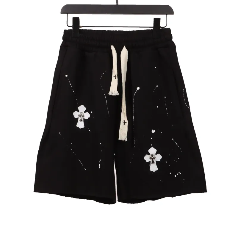  Chrome Hearts ink-splashed leather silver Short Pants