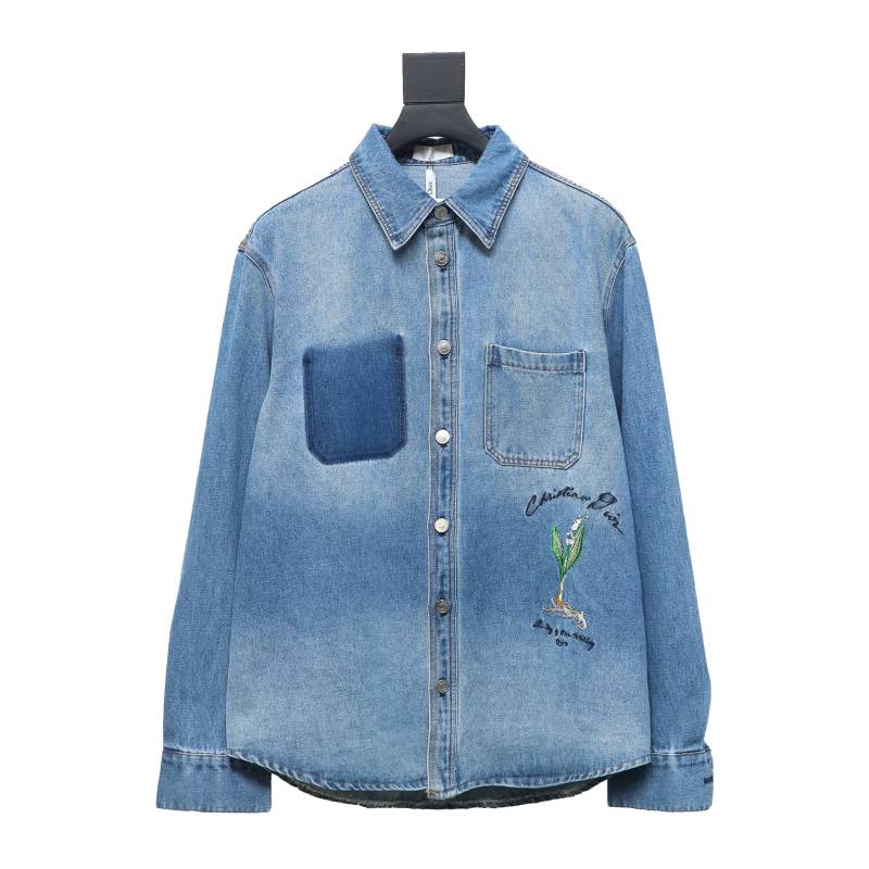 PK DIOR Dr men 24fall lily of the valley denim shirt