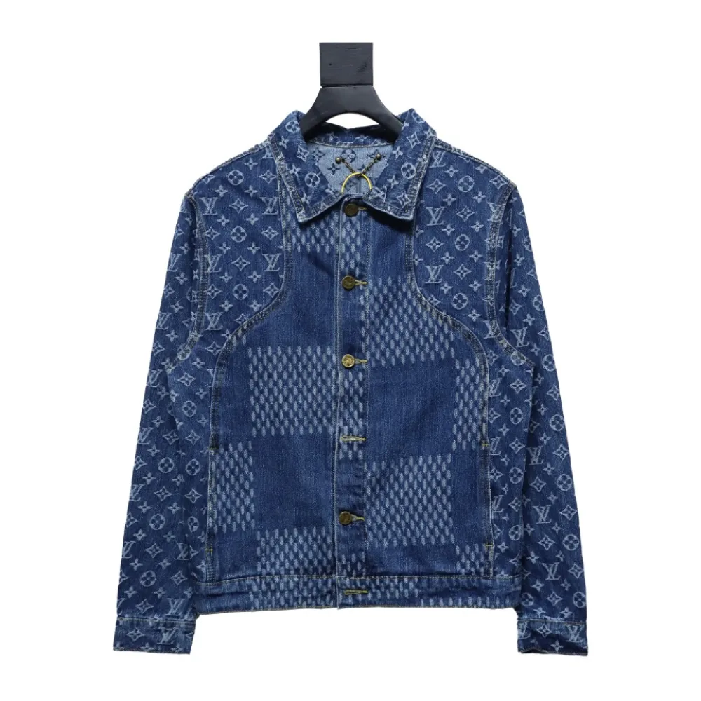 Louis Vuitton 20Fw patchwork checkerboard monogram denim long sleeve jacket