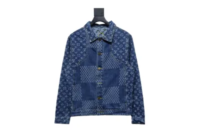 Louis Vuitton 20Fw patchwork checkerboard monogram denim long sleeve jacket 01