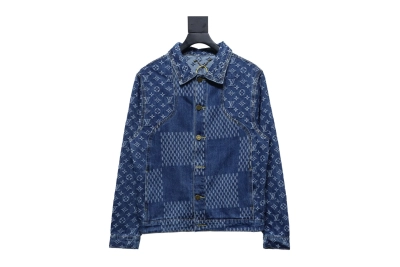 Louis Vuitton 20Fw patchwork checkerboard monogram denim long sleeve jacket 01