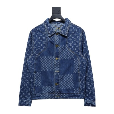  Louis Vuitton 20Fw patchwork checkerboard monogram denim long sleeve jacket 01