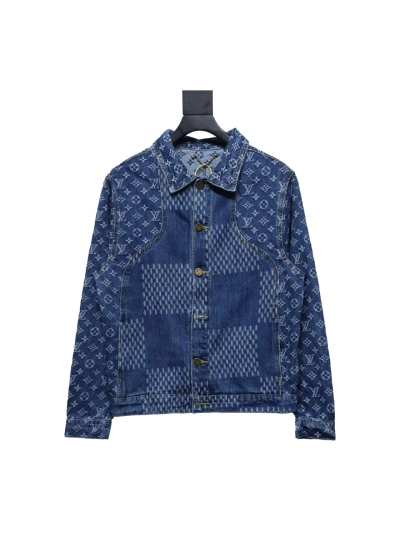 Louis Vuitton 20Fw patchwork checkerboard monogram denim long sleeve jacket 01