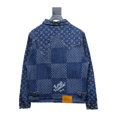  Louis Vuitton 20Fw patchwork checkerboard monogram denim long sleeve jacket 02