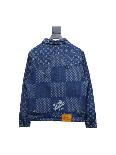 Louis Vuitton 20Fw patchwork checkerboard monogram denim long sleeve jacket 02