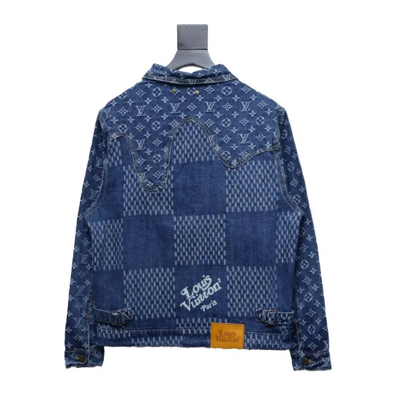 Louis Vuitton 20Fw patchwork checkerboard monogram denim long sleeve jacket