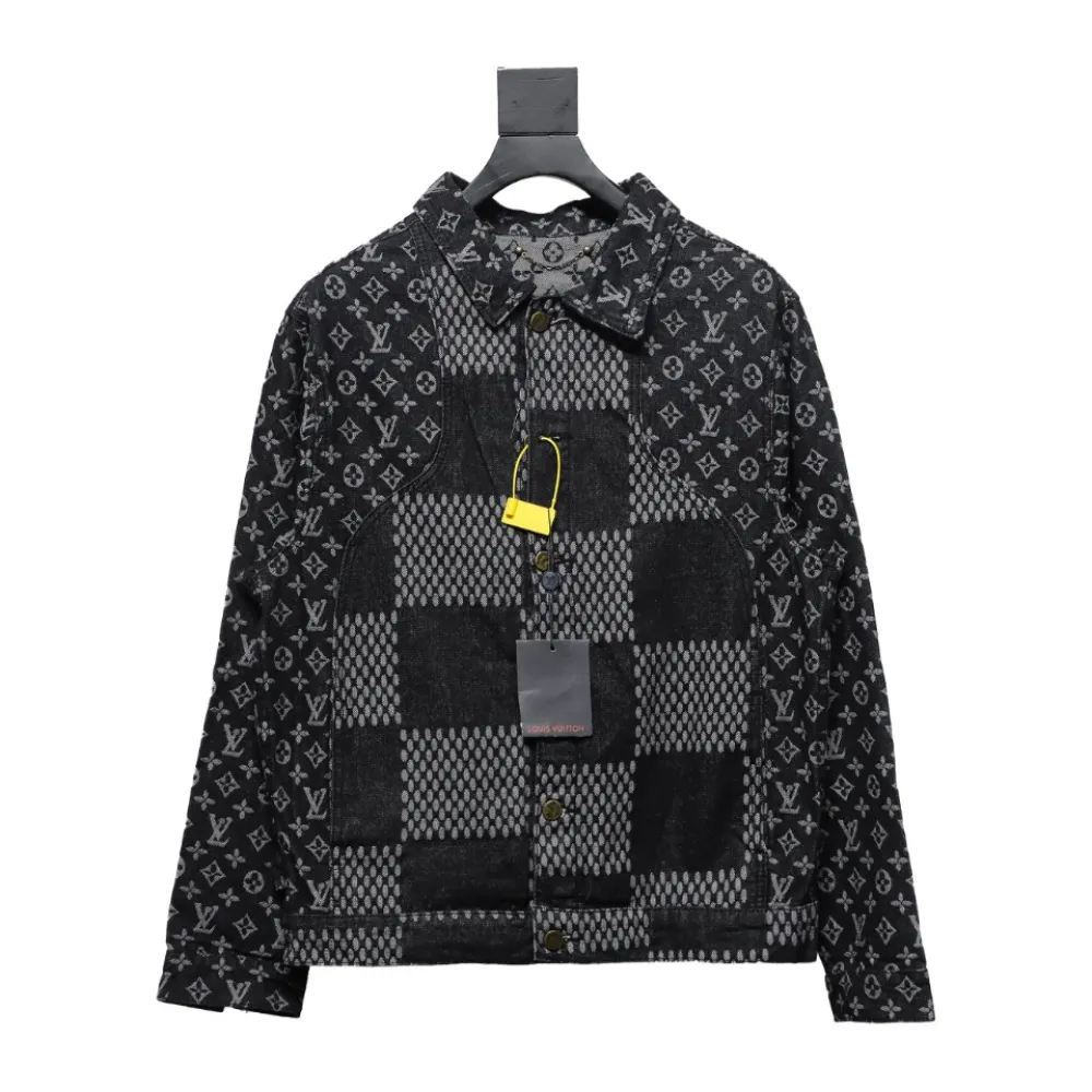 Louis Vuitton 20Fw patchwork checkerboard monogram denim long-sleeved jacket
