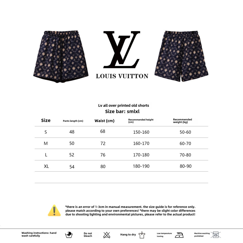  Louis Vuitton All Over Print Old Short Pants Black