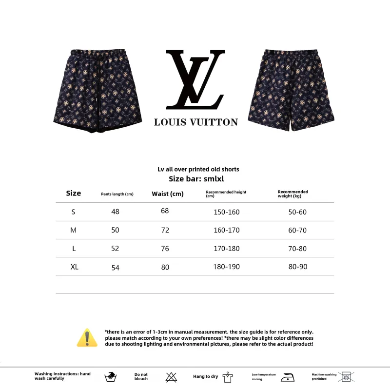  Louis Vuitton All Over Print Old Short Pants Black