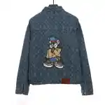 Louis Vuitton cartoon bear embroidered jacquard denim jacket