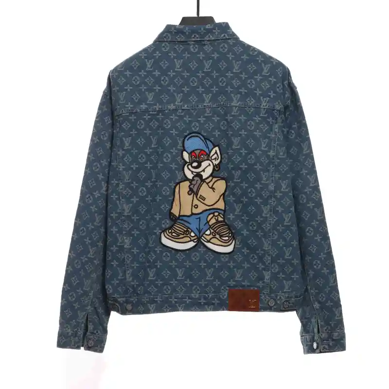 Louis Vuitton cartoon bear embroidered jacquard denim jacket