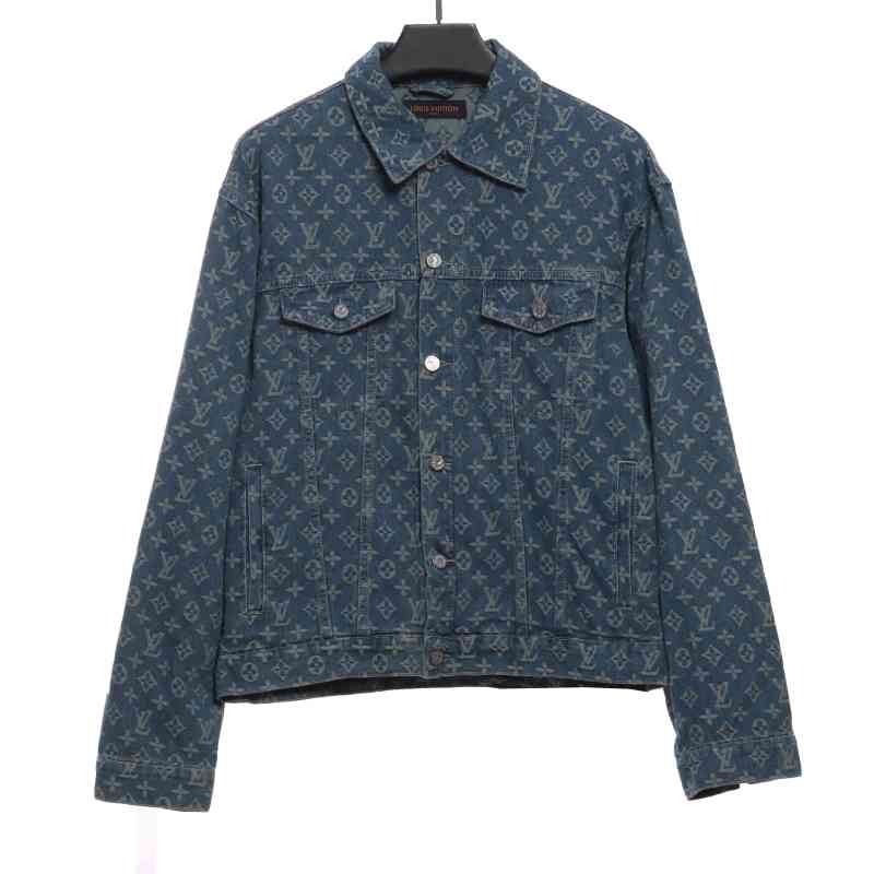 Louis Vuitton cartoon bear embroidered jacquard denim jacket