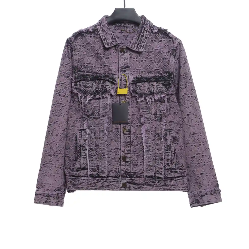 Louis Vuitton distressed jacquard tassel decoration denim jacket