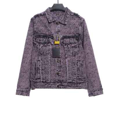  Louis Vuitton distressed jacquard tassel decoration denim jacket 01