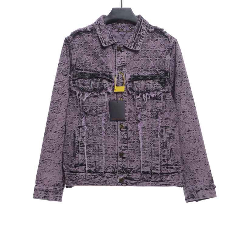  Louis Vuitton distressed jacquard tassel decoration denim jacket