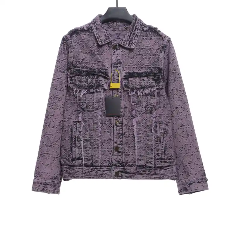 Louis Vuitton distressed jacquard tassel decoration denim jacket