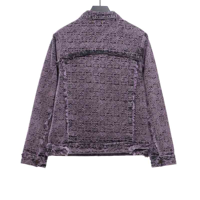  Louis Vuitton distressed jacquard tassel decoration denim jacket