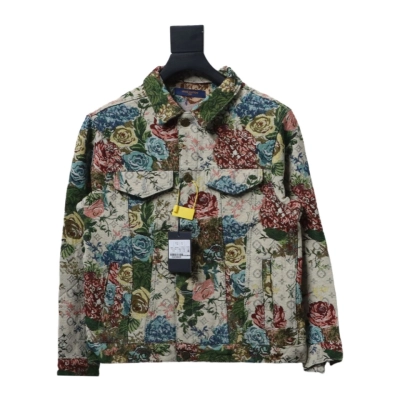 Louis Vuitton floral rose full print denim jacket 01