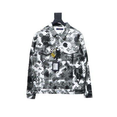  Louis Vuitton ink camouflage monogram full-print denim jacket 01