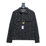 Louis Vuitton monogram full print distressed denim jacket