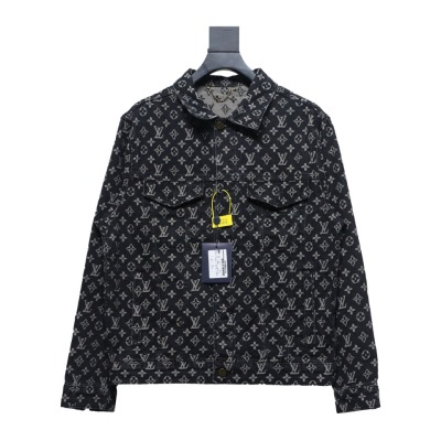 Louis Vuitton monogram full print distressed denim jacket 01