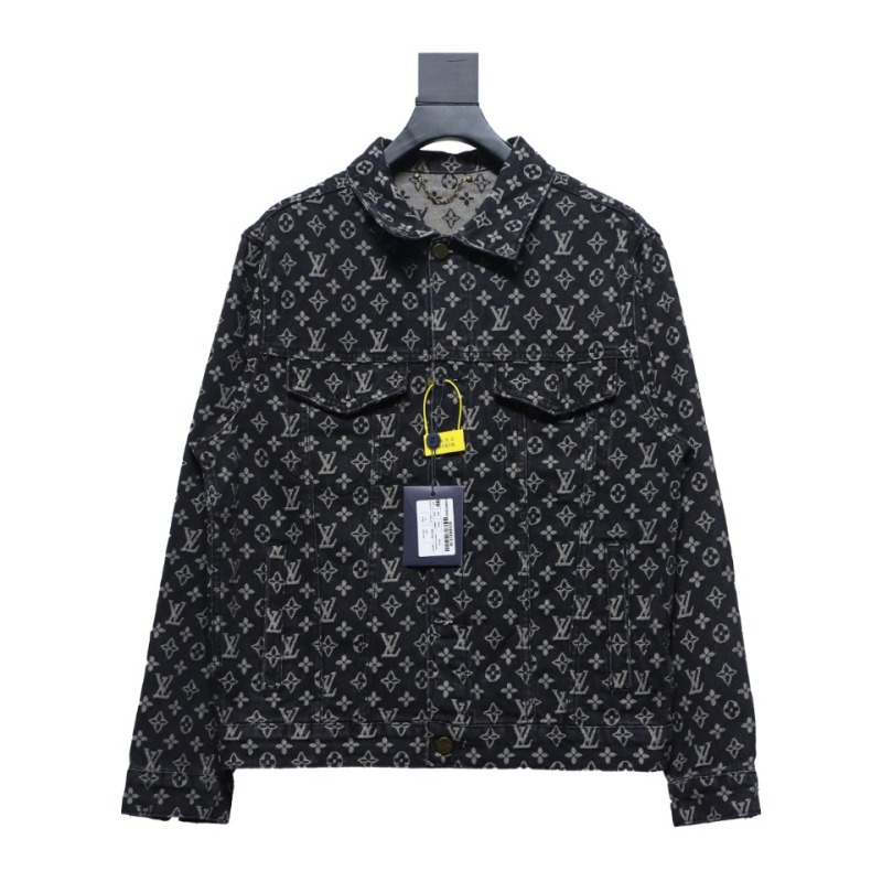 Louis Vuitton monogram full print distressed denim jacket