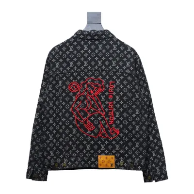 Louis Vuitton monogram full print distressed denim jacket 02