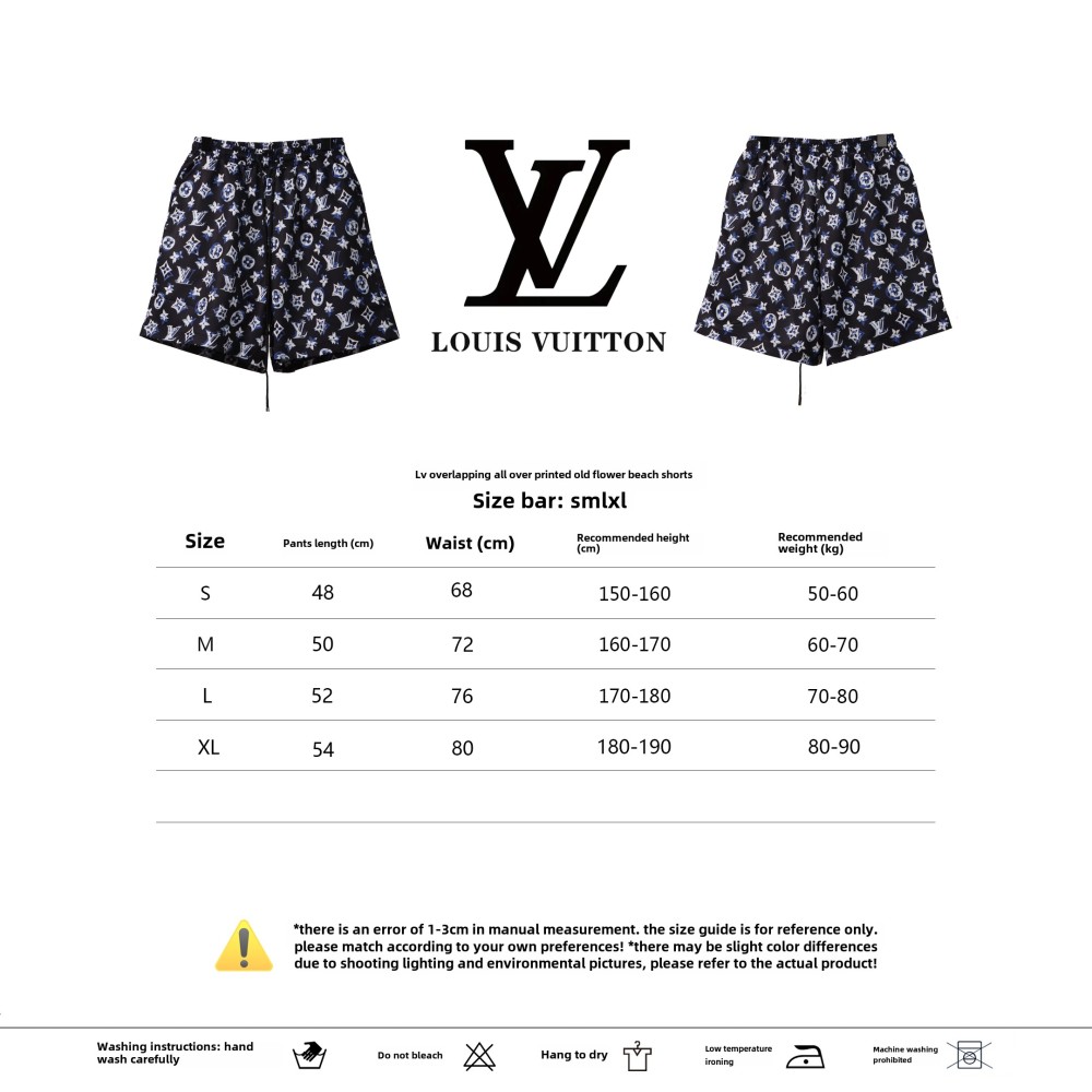 Louis Vuitton Overlap All Over Print Old Beach Short Pants Dark Blue