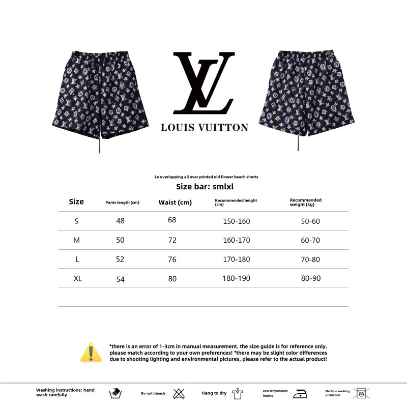 Louis Vuitton Overlap All Over Print Old Beach Short Pants Dark Blue