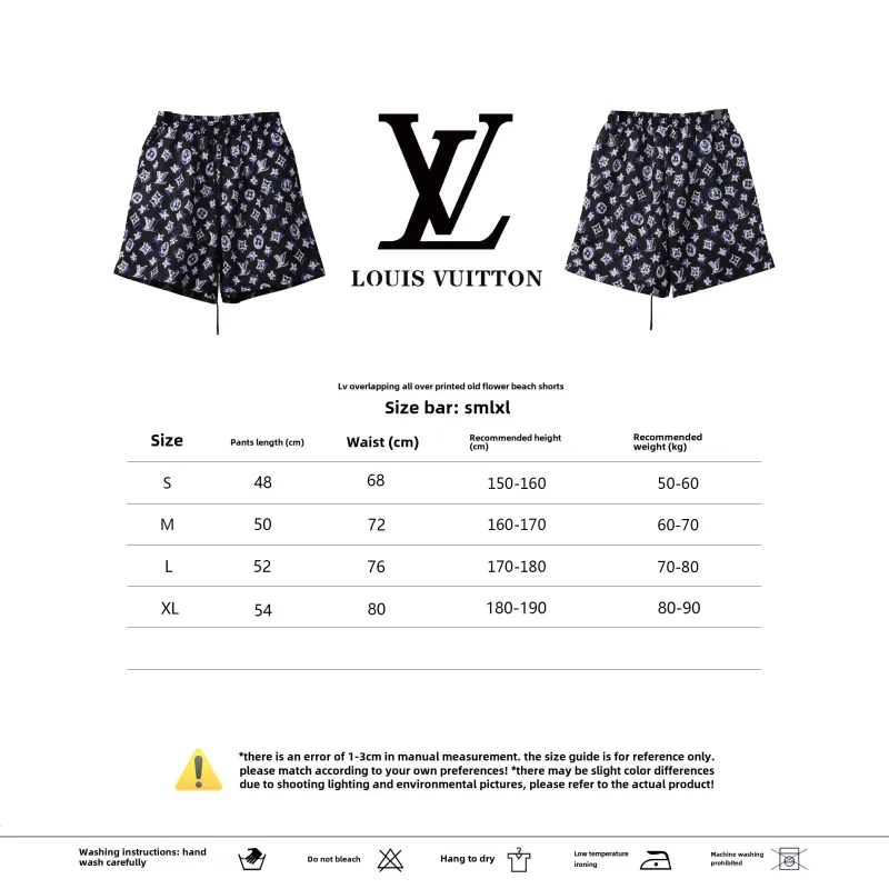  Louis Vuitton Overlap All Over Print Old Beach Short Pants Dark Blue