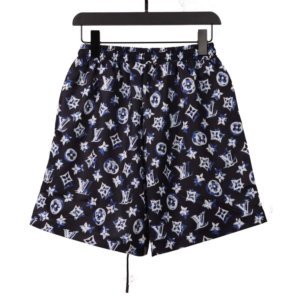 Louis Vuitton Overlap All Over Print Old Beach Short Pants Dark Blue