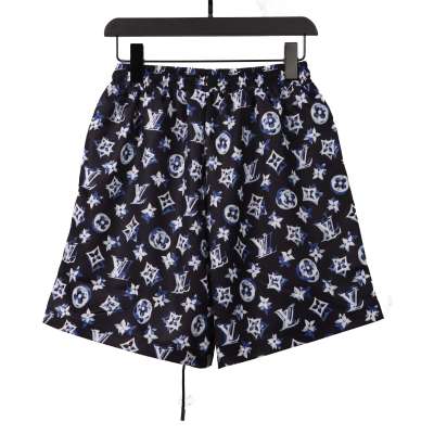  Louis Vuitton Overlap All Over Print Old Beach Short Pants Dark Blue 02