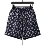 Louis Vuitton Overlap All Over Print Old Beach Short Pants Dark Blue