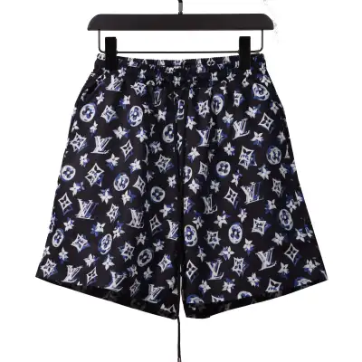 Louis Vuitton Overlap All Over Print Old Beach Short Pants Dark Blue 01