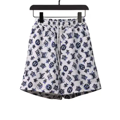 Louis Vuitton Overlap All Over Print Old Beach Short Pants White Blue 01