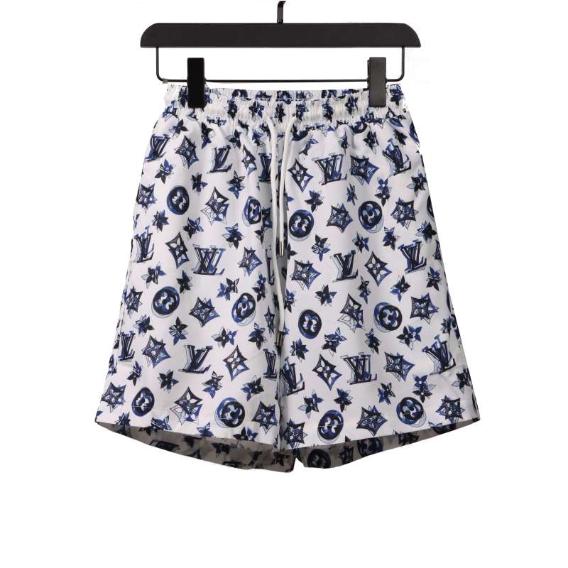Louis Vuitton Overlap All Over Print Old Beach Short Pants White Blue