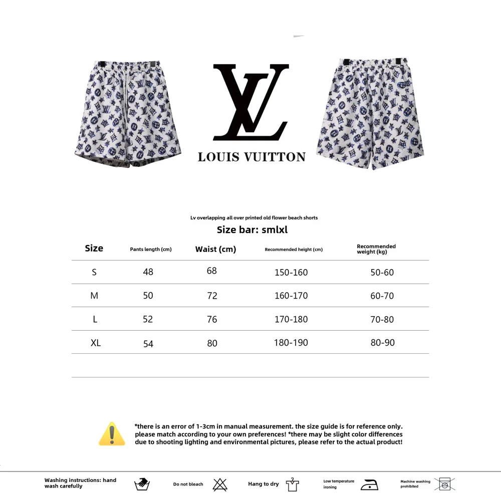 Louis Vuitton Overlap All Over Print Old Beach Short Pants White Blue