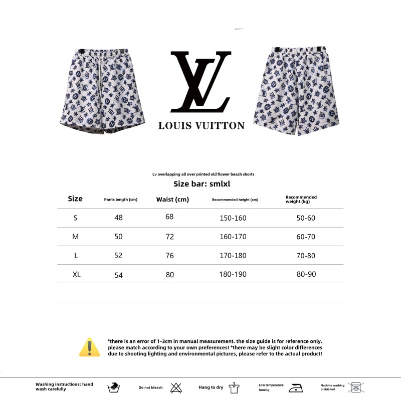 Louis Vuitton Overlap All Over Print Old Beach Short Pants White Blue