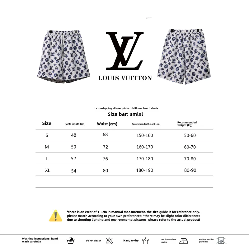 Louis Vuitton Overlap All Over Print Old Beach Short Pants White Blue