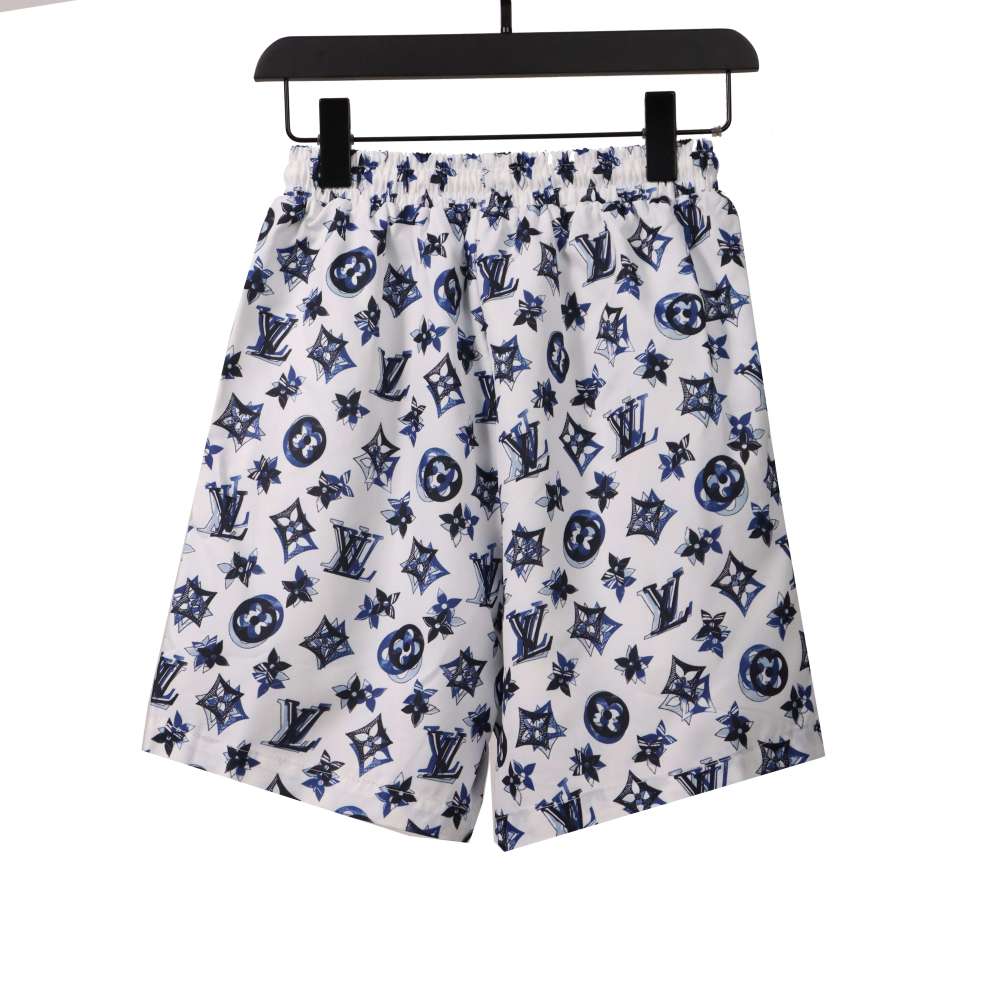 Louis Vuitton Overlap All Over Print Old Beach Short Pants White Blue