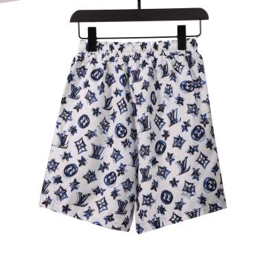  Louis Vuitton Overlap All Over Print Old Beach Short Pants White Blue 02