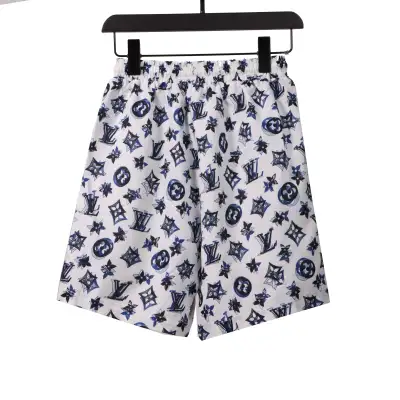 Louis Vuitton Overlap All Over Print Old Beach Short Pants White Blue 02
