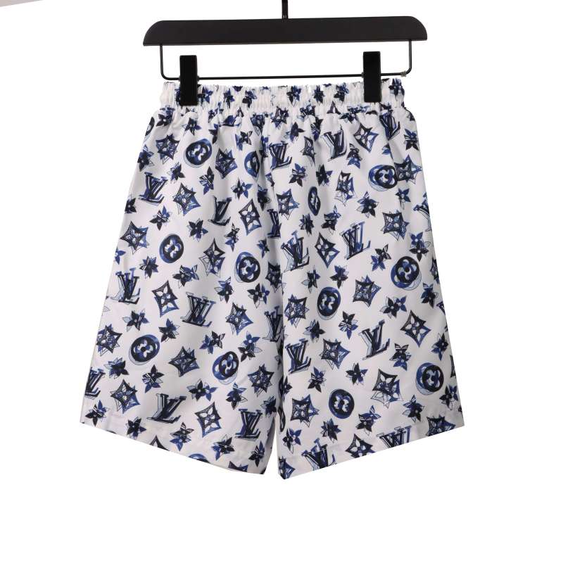 Louis Vuitton Overlap All Over Print Old Beach Short Pants White Blue