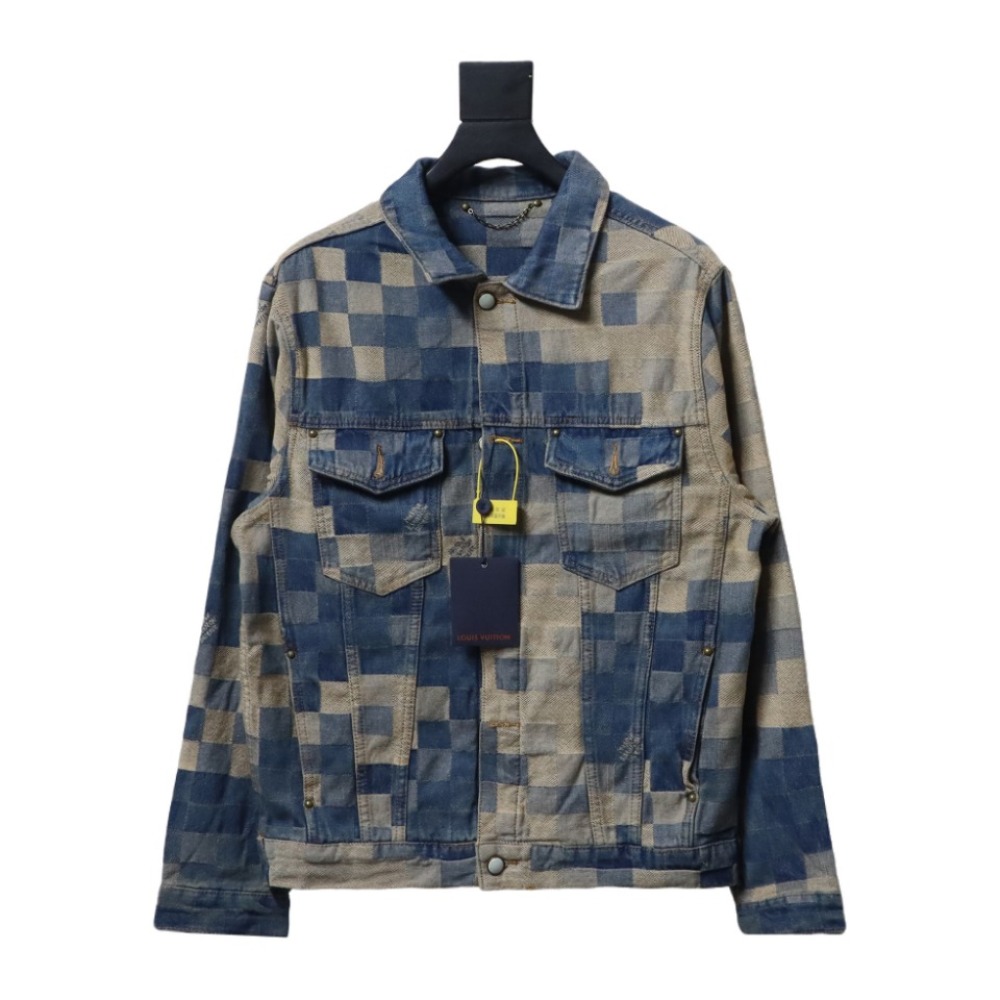 Louis Vuitton pixel plaid checkerboard denim jacket